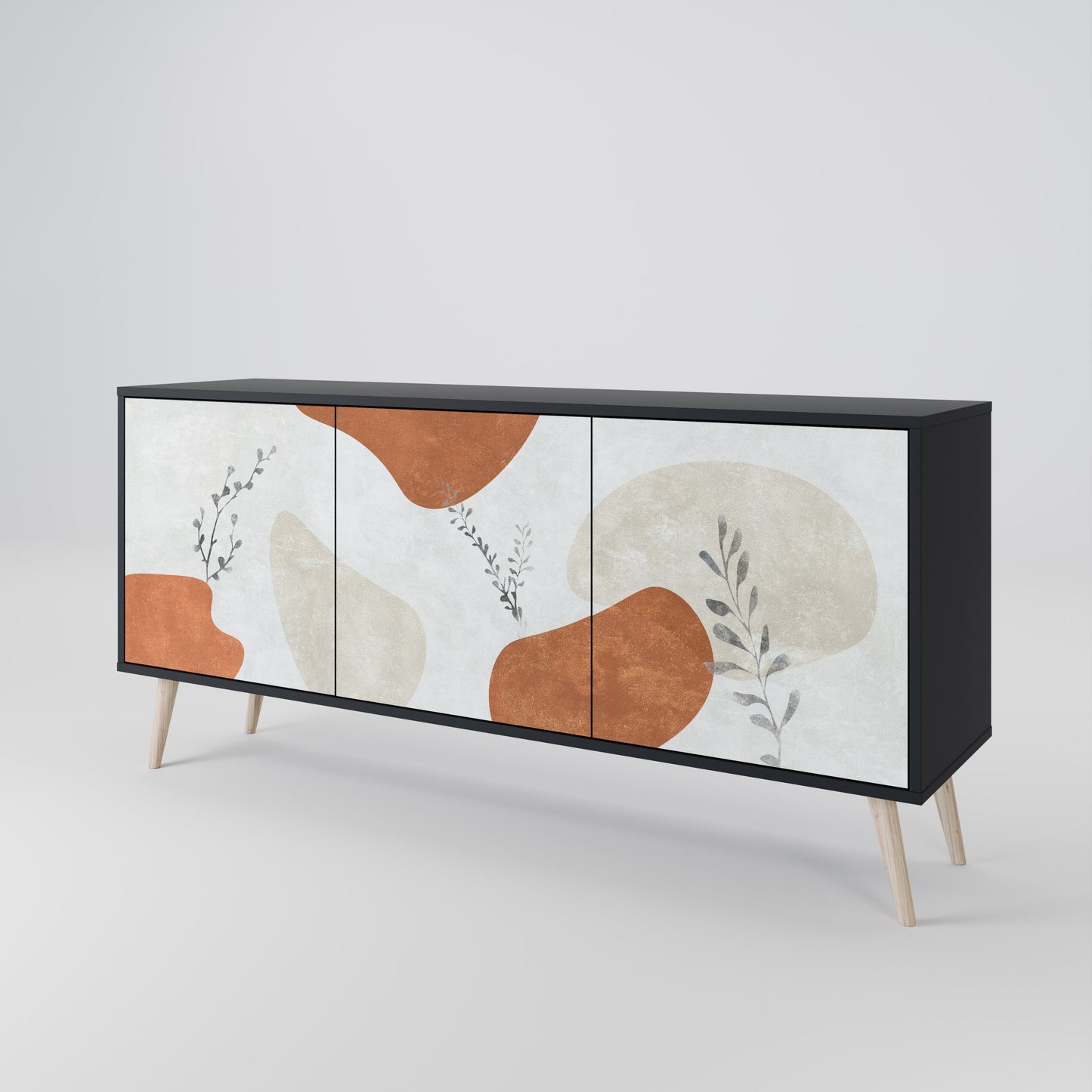 TRANQUIL TWIG 3-dörrars skänk i svart finish