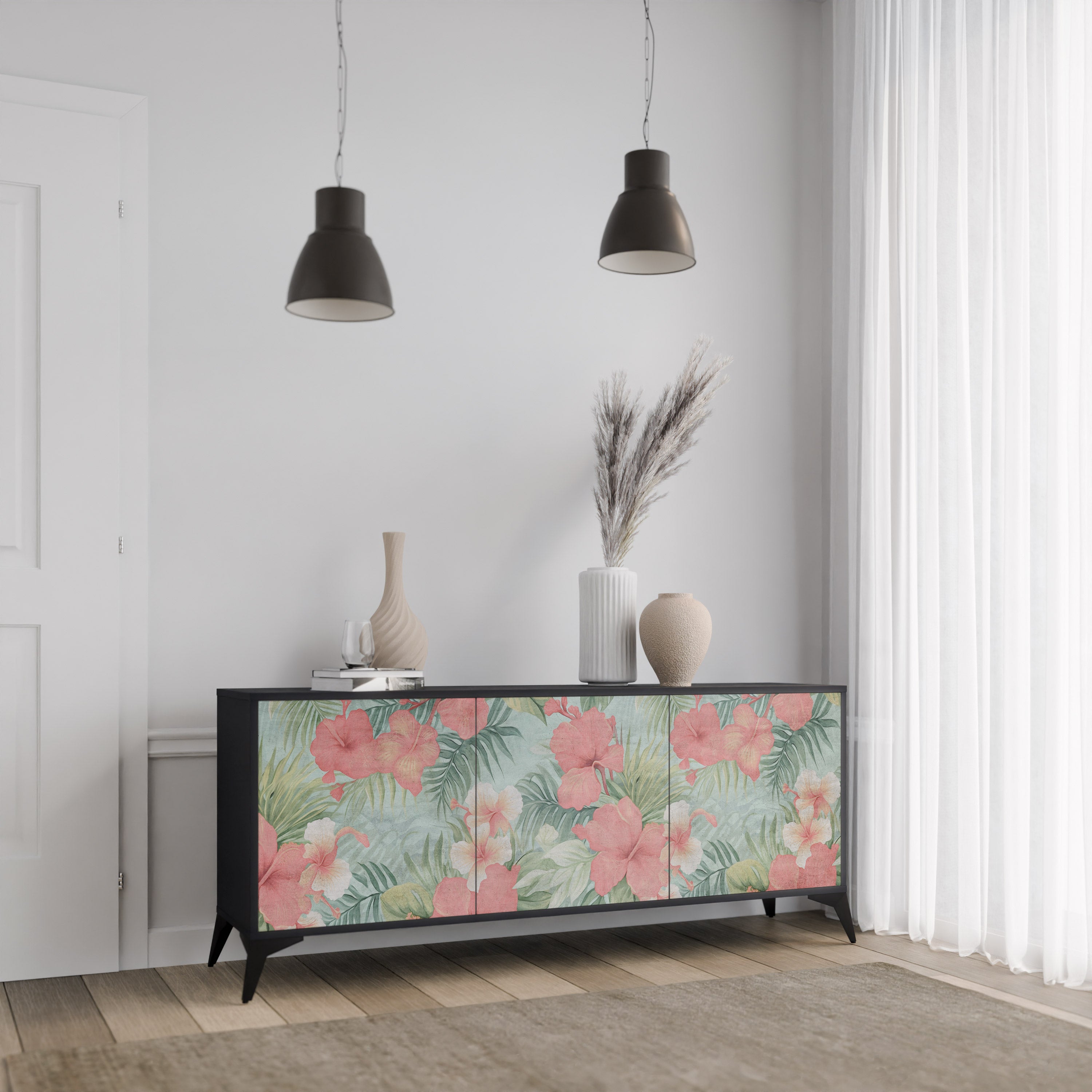 HAWAIIAN SPIRIT 3-dörrars skänk i svart finish
