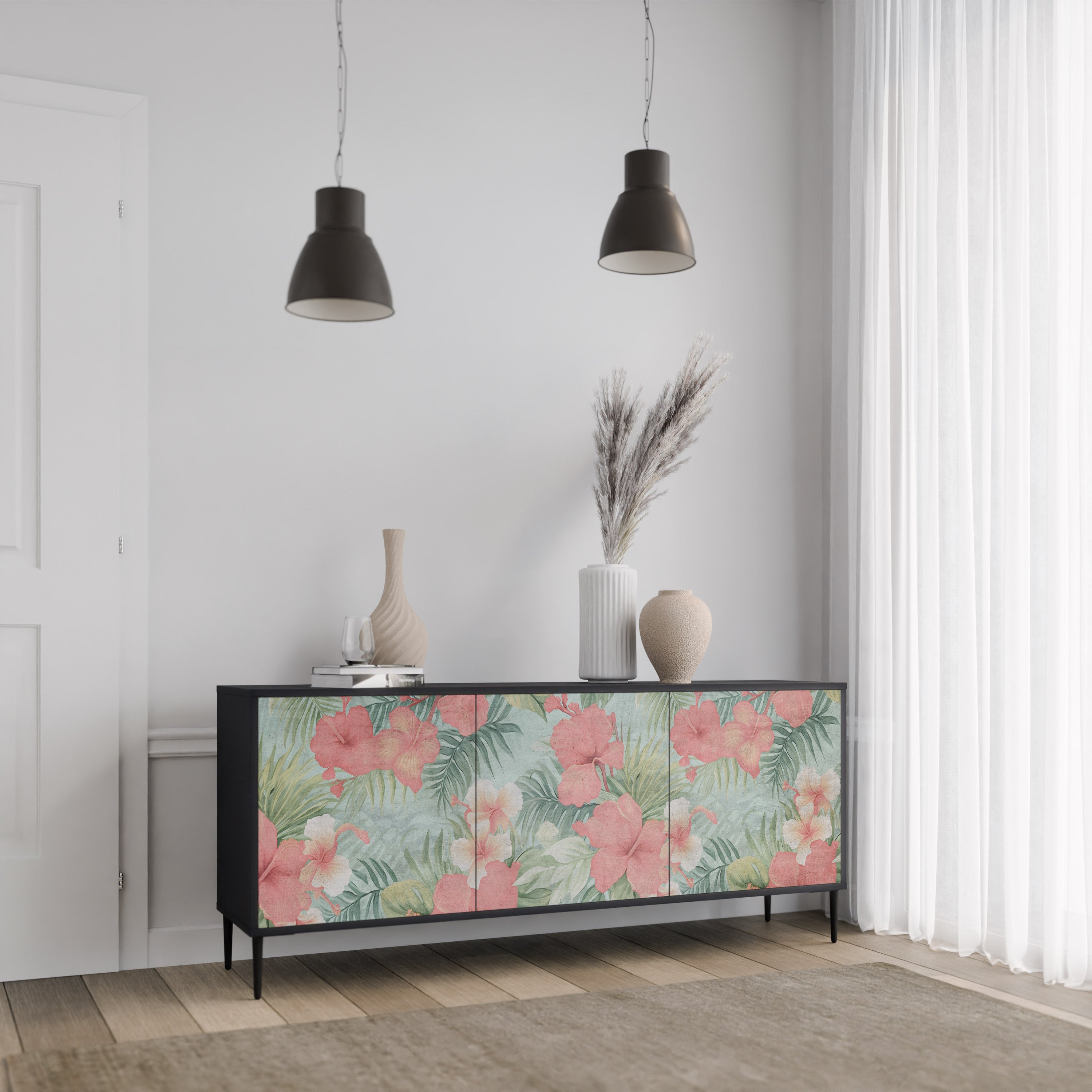 HAWAIIAN SPIRIT 3-dörrars skänk i svart finish