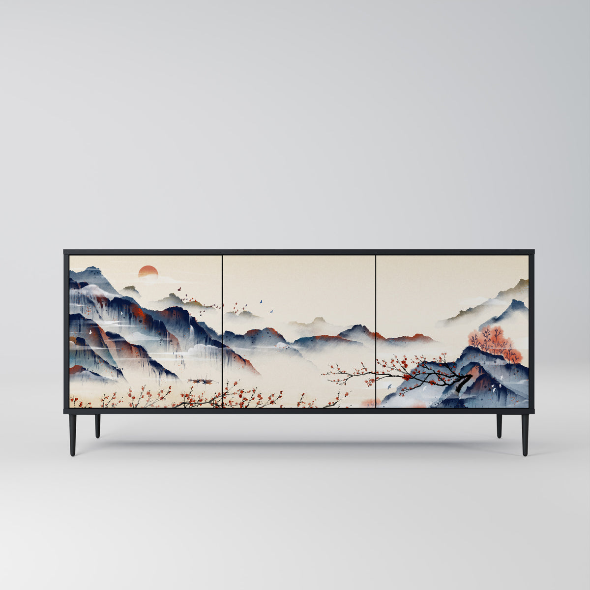 JAPANESE LANDSCAPE Skänk med tre dörrar