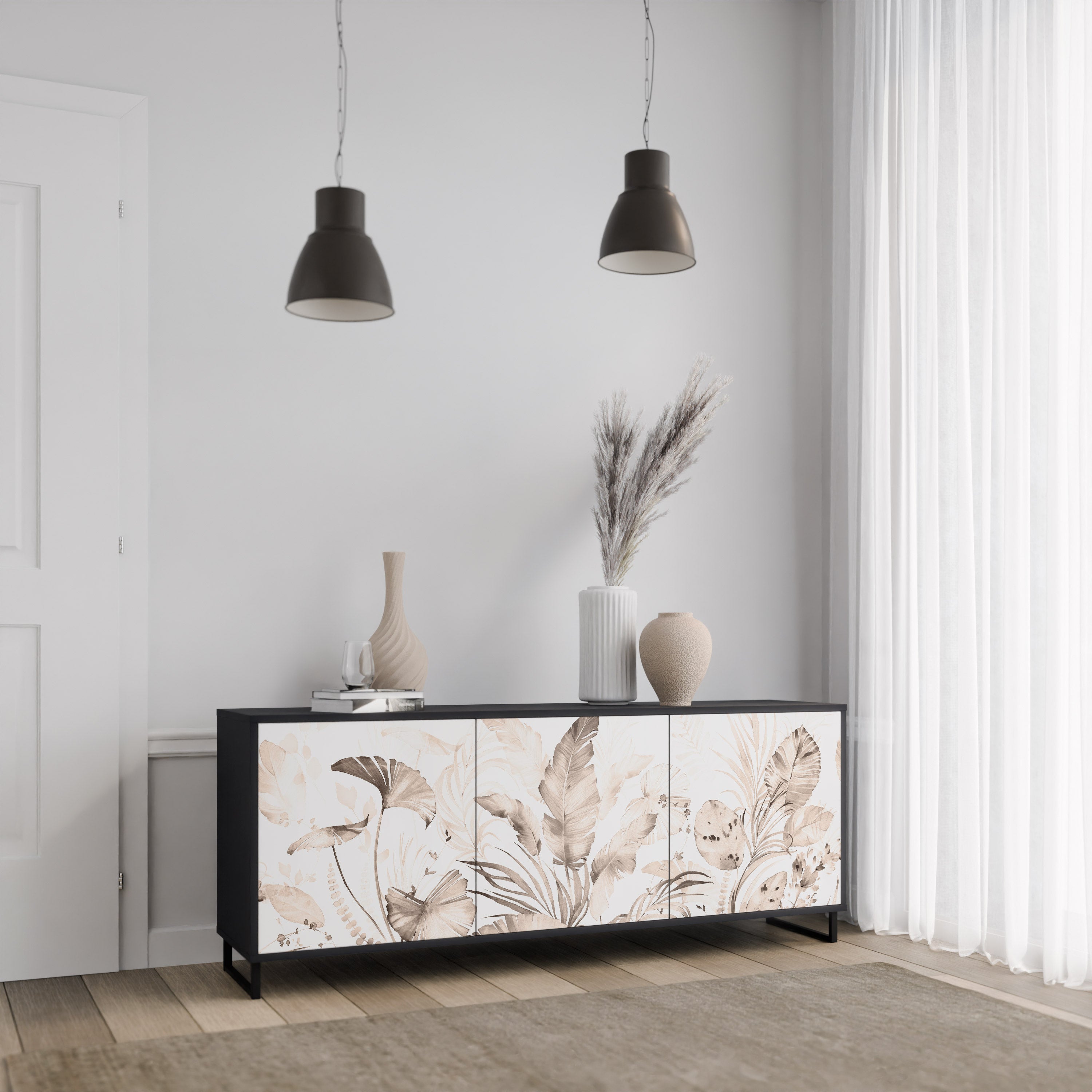 WILD TENDRNESS 3-Dörrars skänk i svart finish