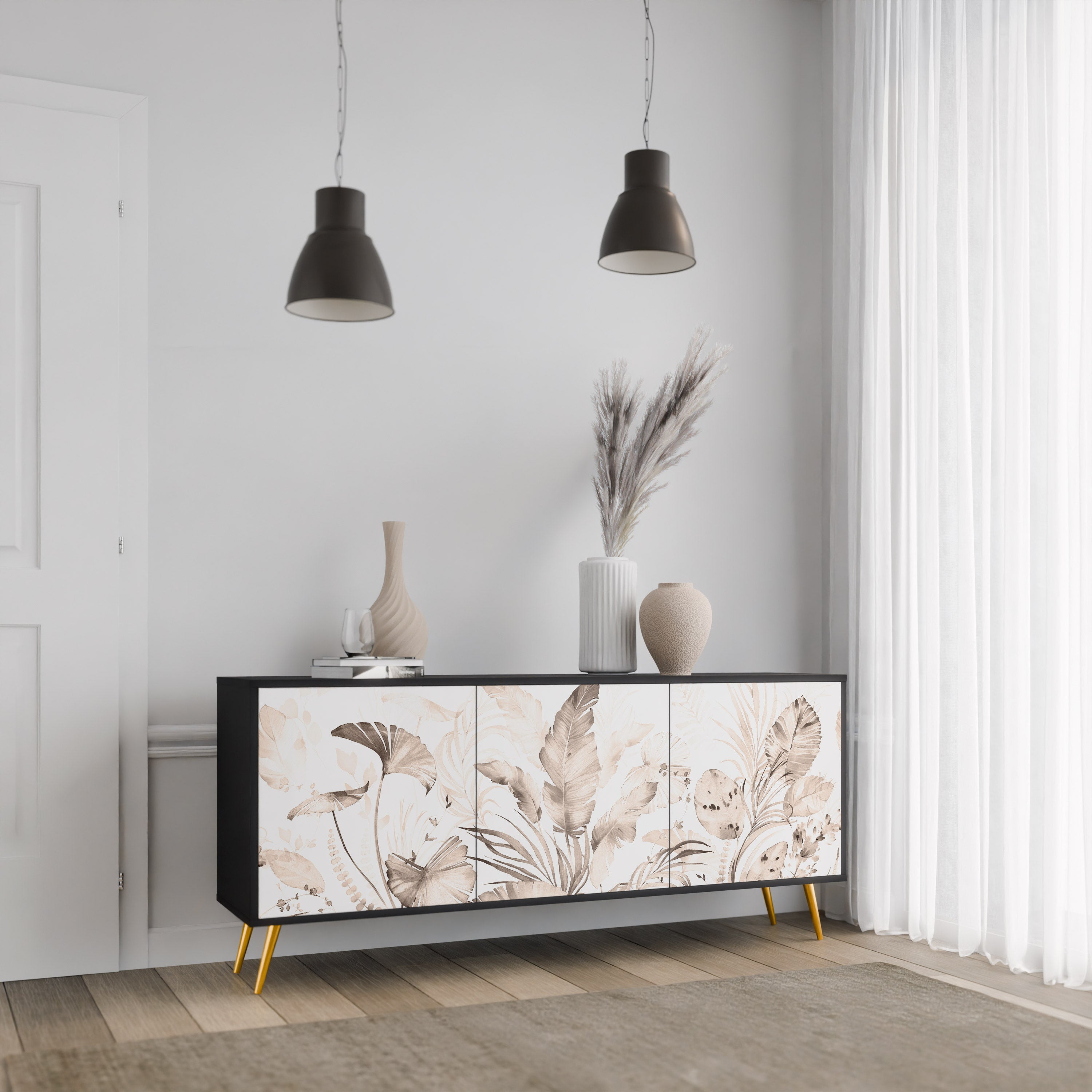 WILD TENDRNESS 3-Dörrars skänk i svart finish