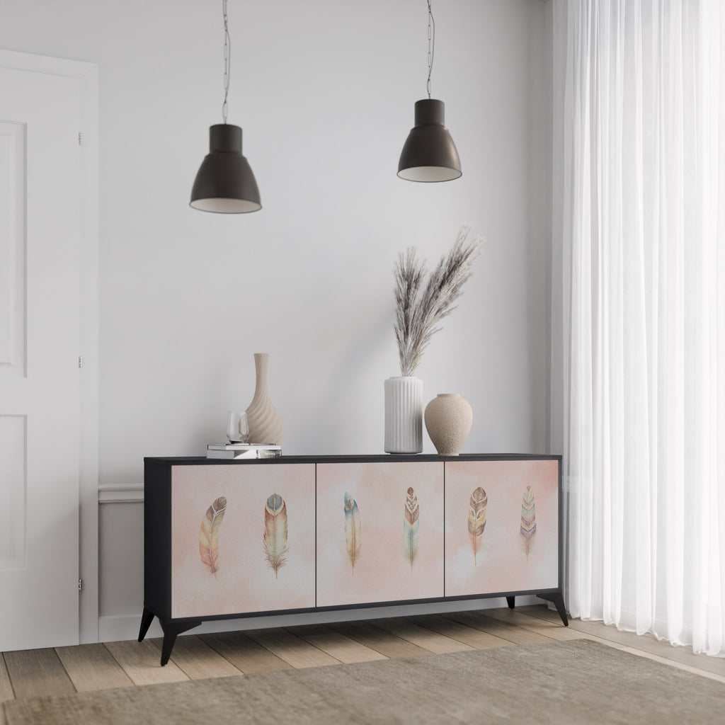 DELIQUESCE 3-dörrars skänk i svart finish