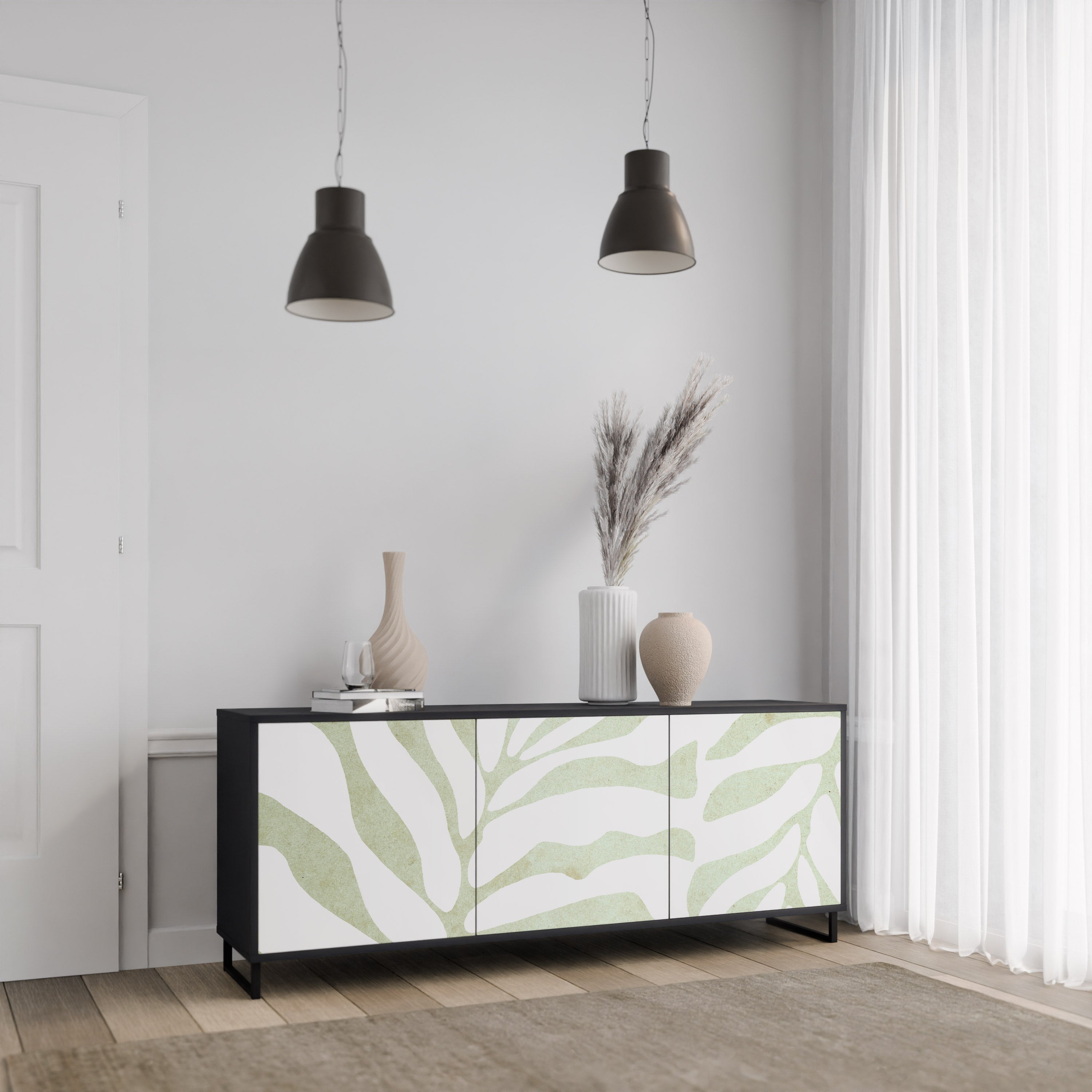 BOTANICAL SPARK 3-dörrars skänk i svart finish