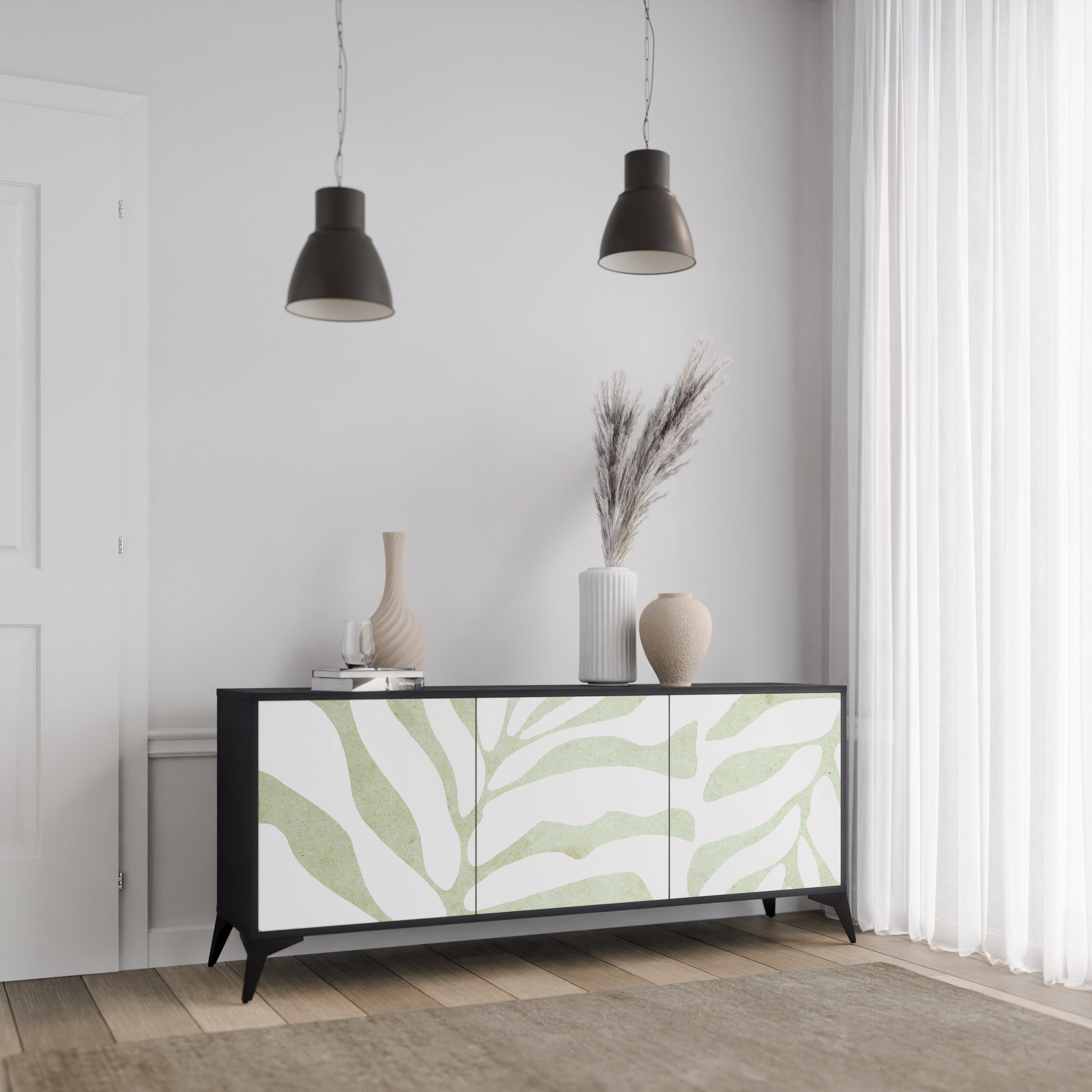 BOTANICAL SPARK 3-dörrars skänk i svart finish
