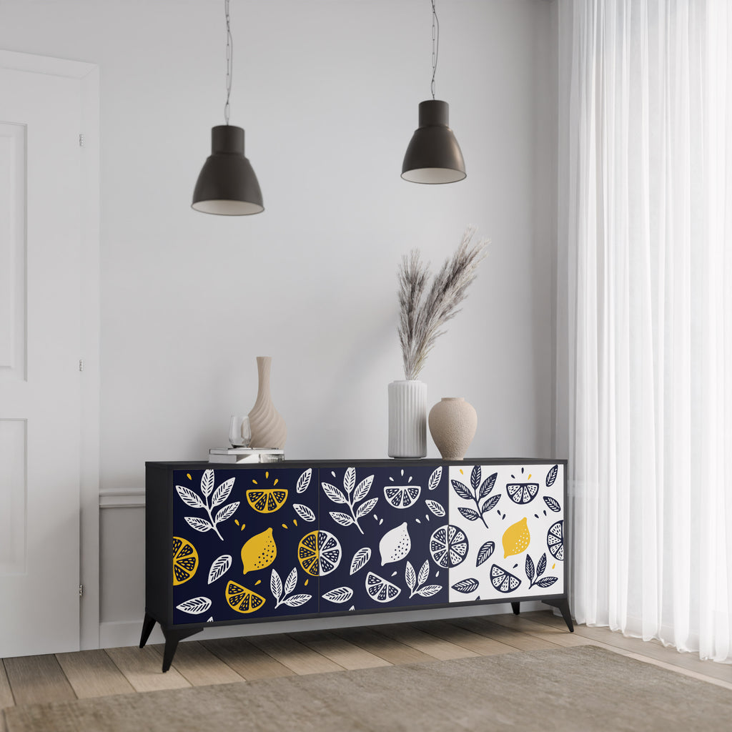 CITRUS BLACK AND WHITE 3-Door Sideboard