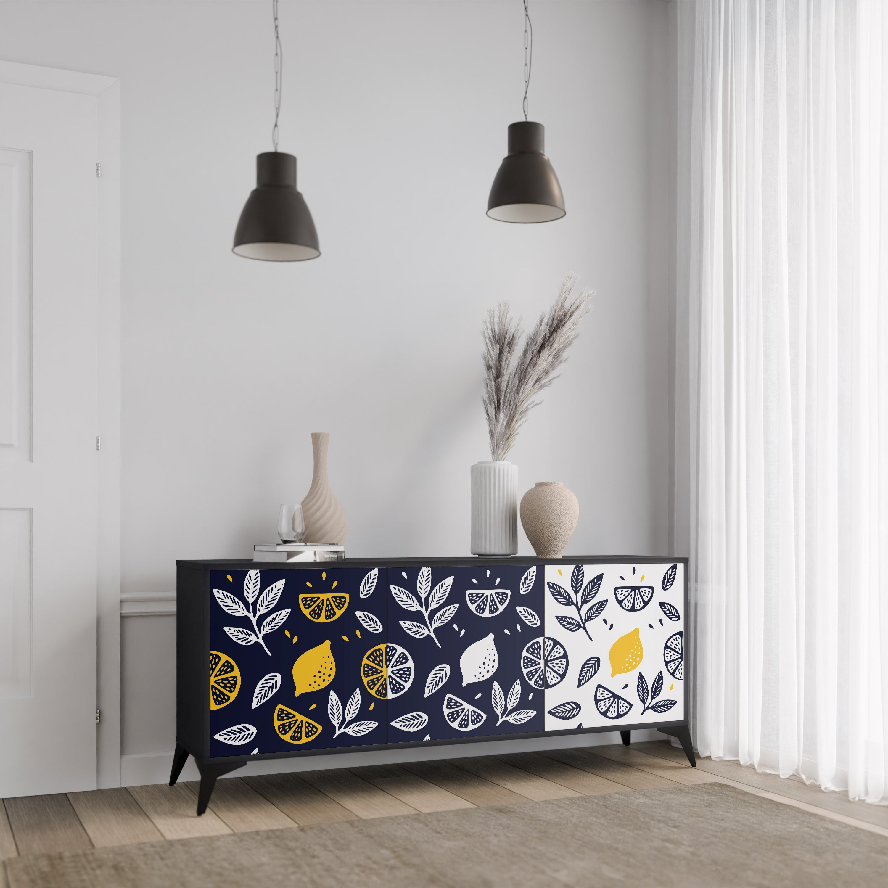 CITRUS BLACK AND WHITE 3-Door Sideboard