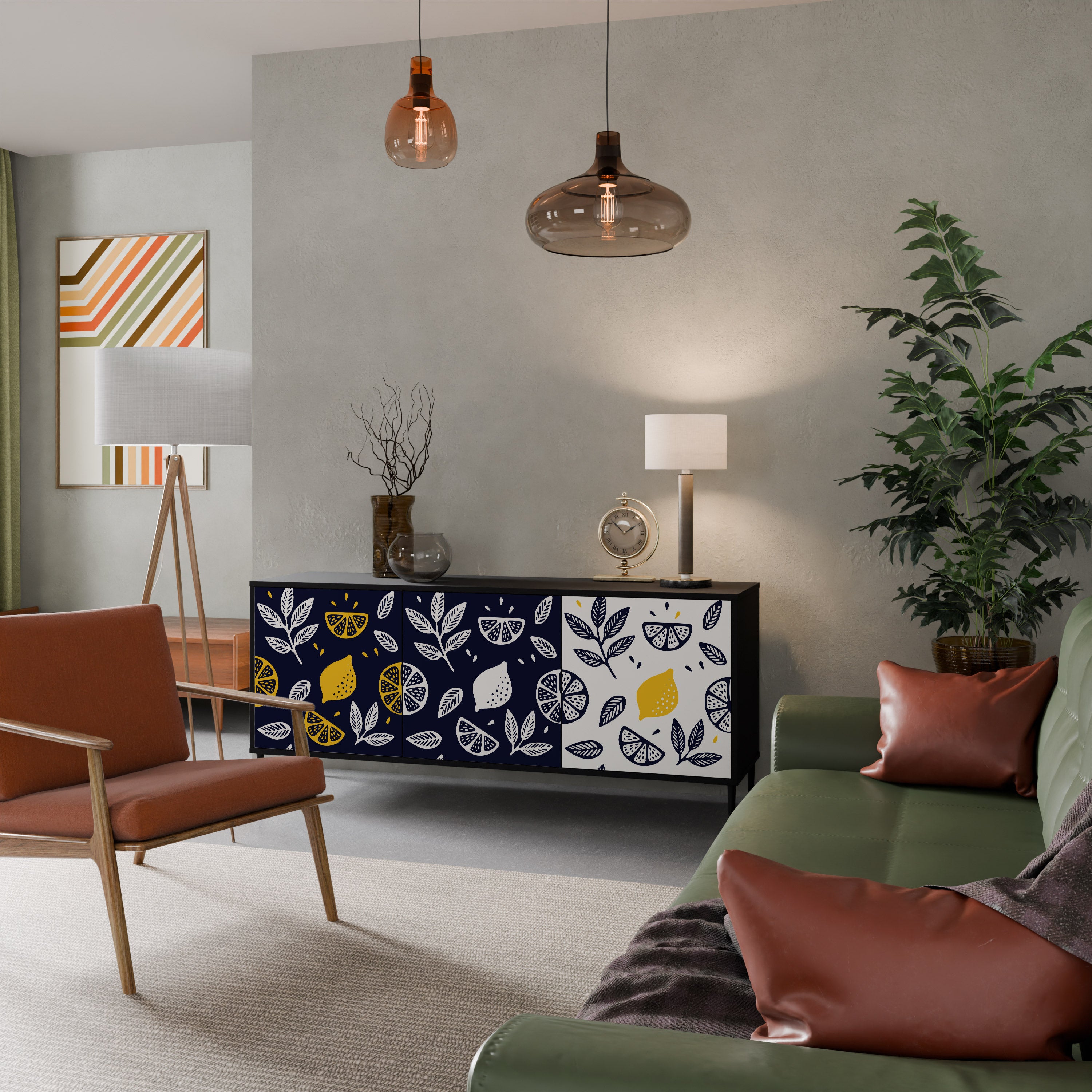 CITRUS BLACK AND WHITE 3-Door Sideboard