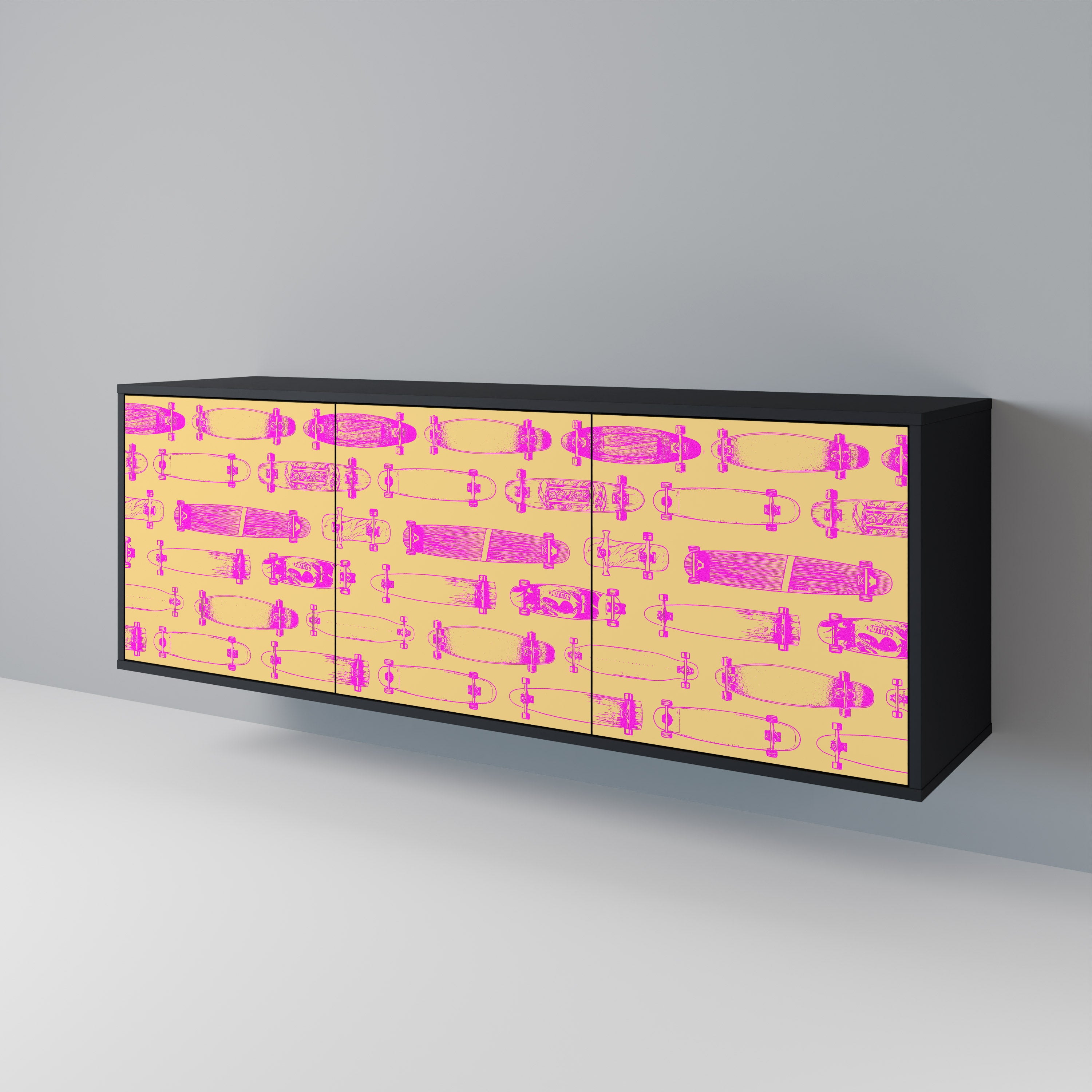 SKATEBOARD ARTISTRY Skänk med tre dörrar