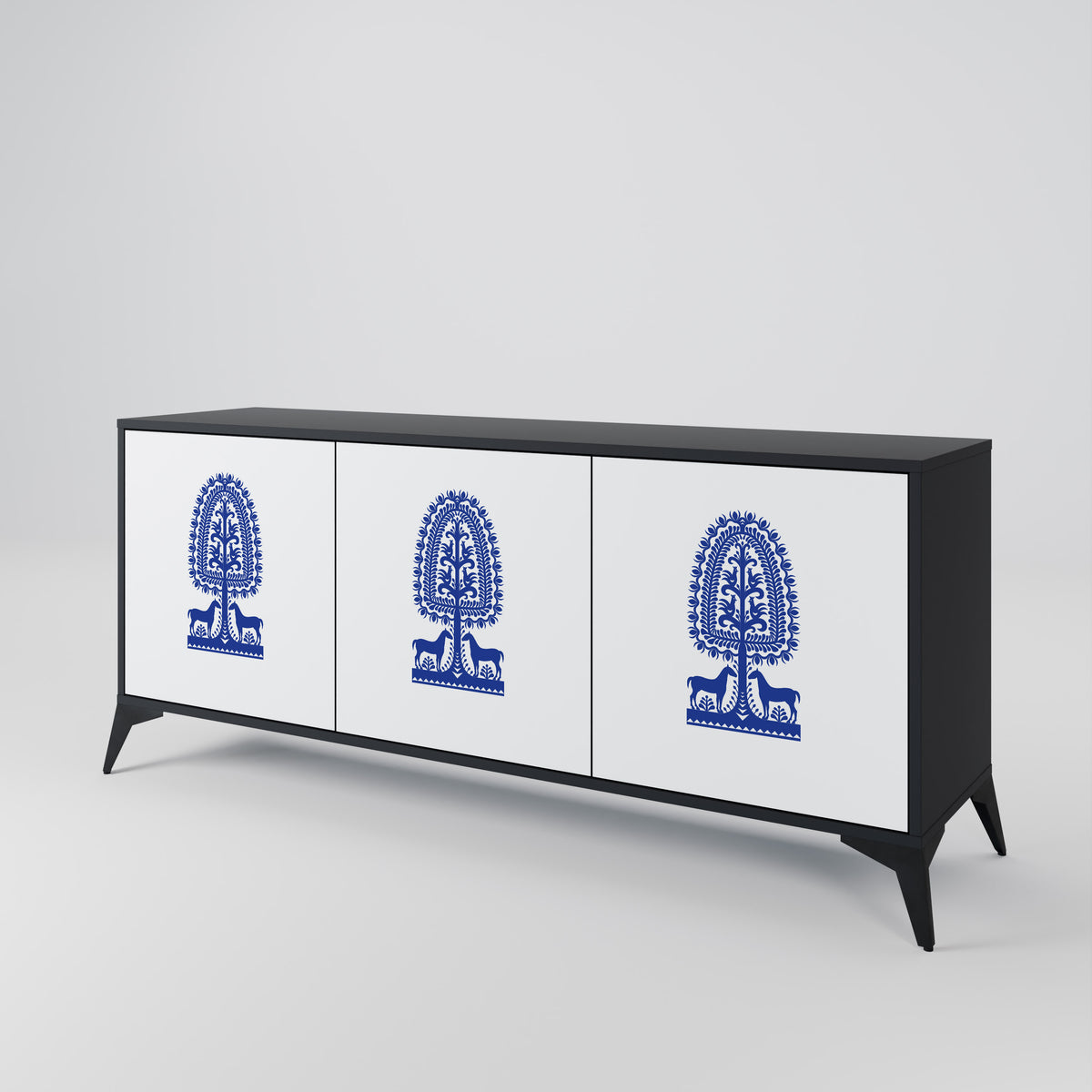 POLISH FOLK ART Skänk med tre dörrar