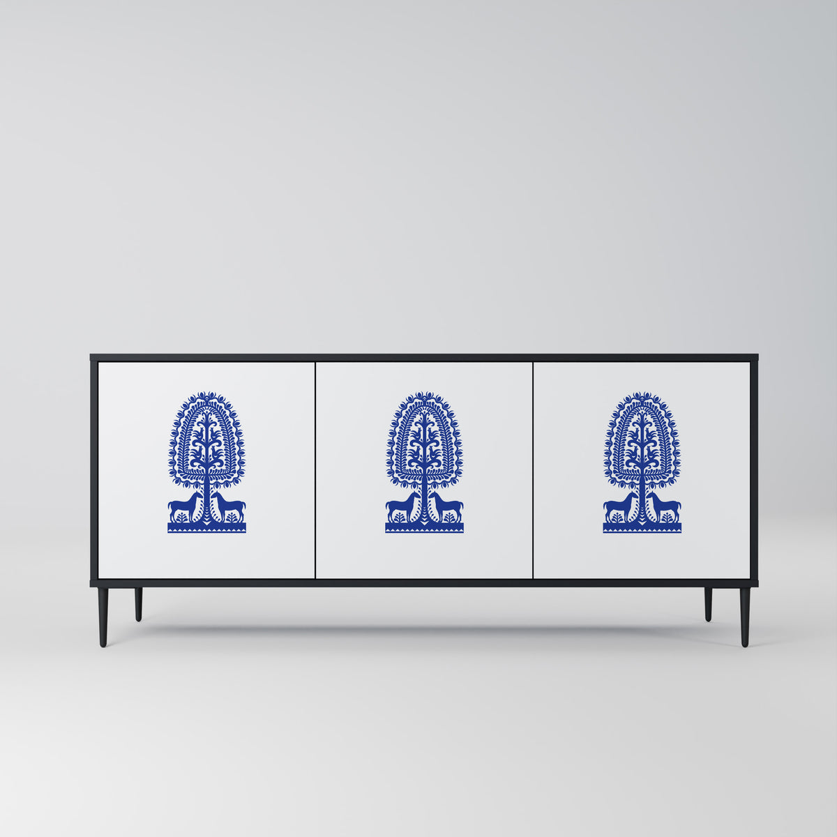 POLISH FOLK ART Skänk med tre dörrar