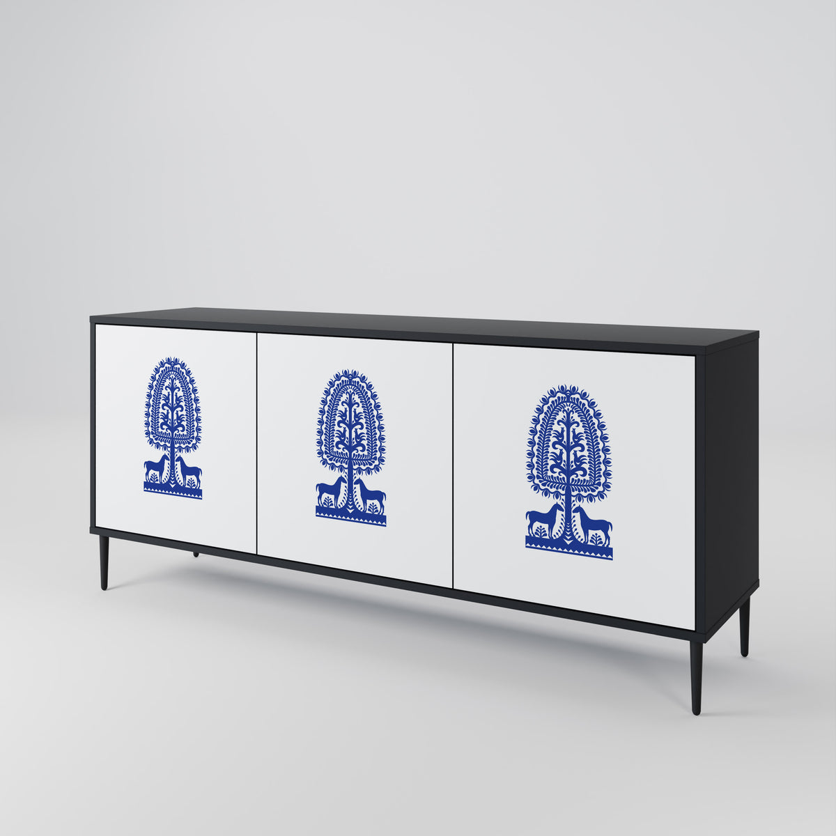 POLISH FOLK ART Skänk med tre dörrar