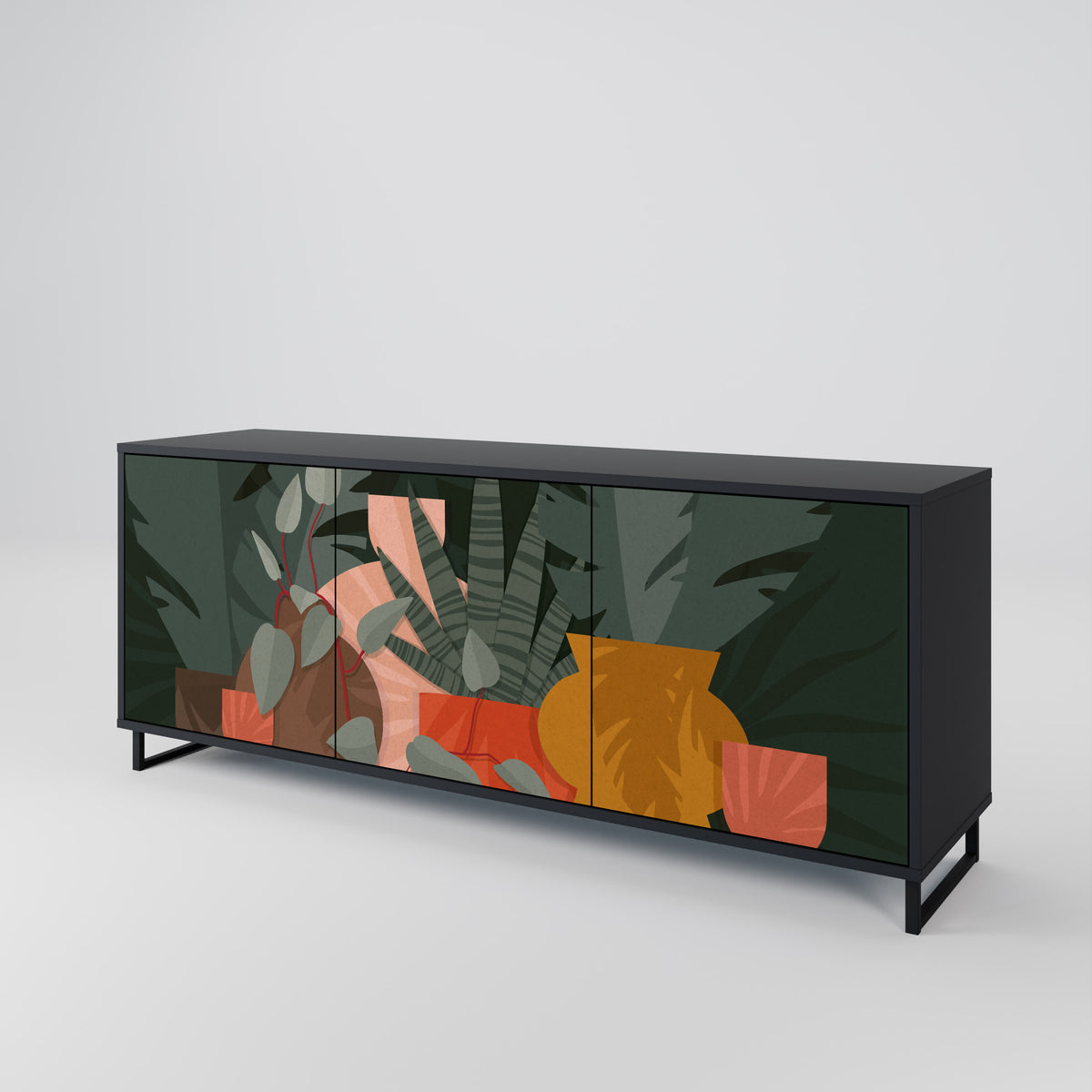 TROPICAL COMPOSITION Skänk med tre dörrar