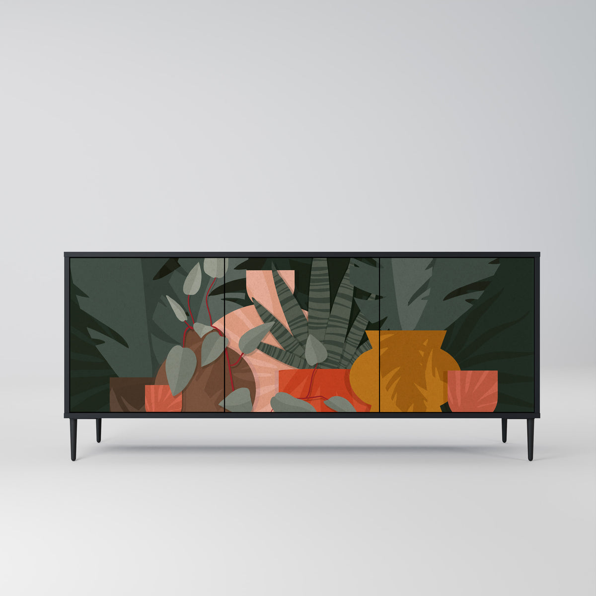 TROPICAL COMPOSITION Skänk med tre dörrar