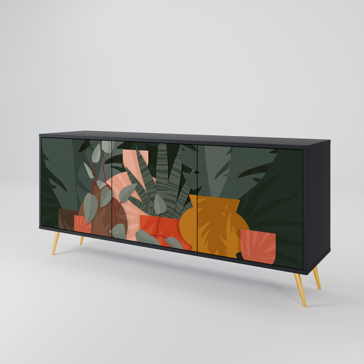 TROPICAL COMPOSITION Skänk med tre dörrar