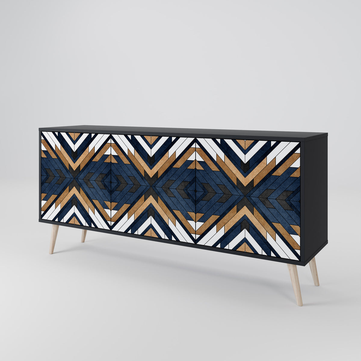 ARTFUL GEOMETRY Skänk med tre dörrar
