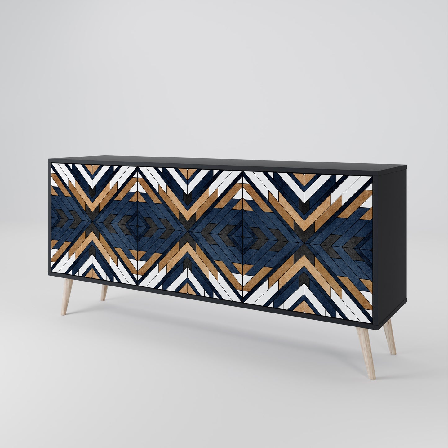 ARTFUL GEOMETRY Skänk med tre dörrar