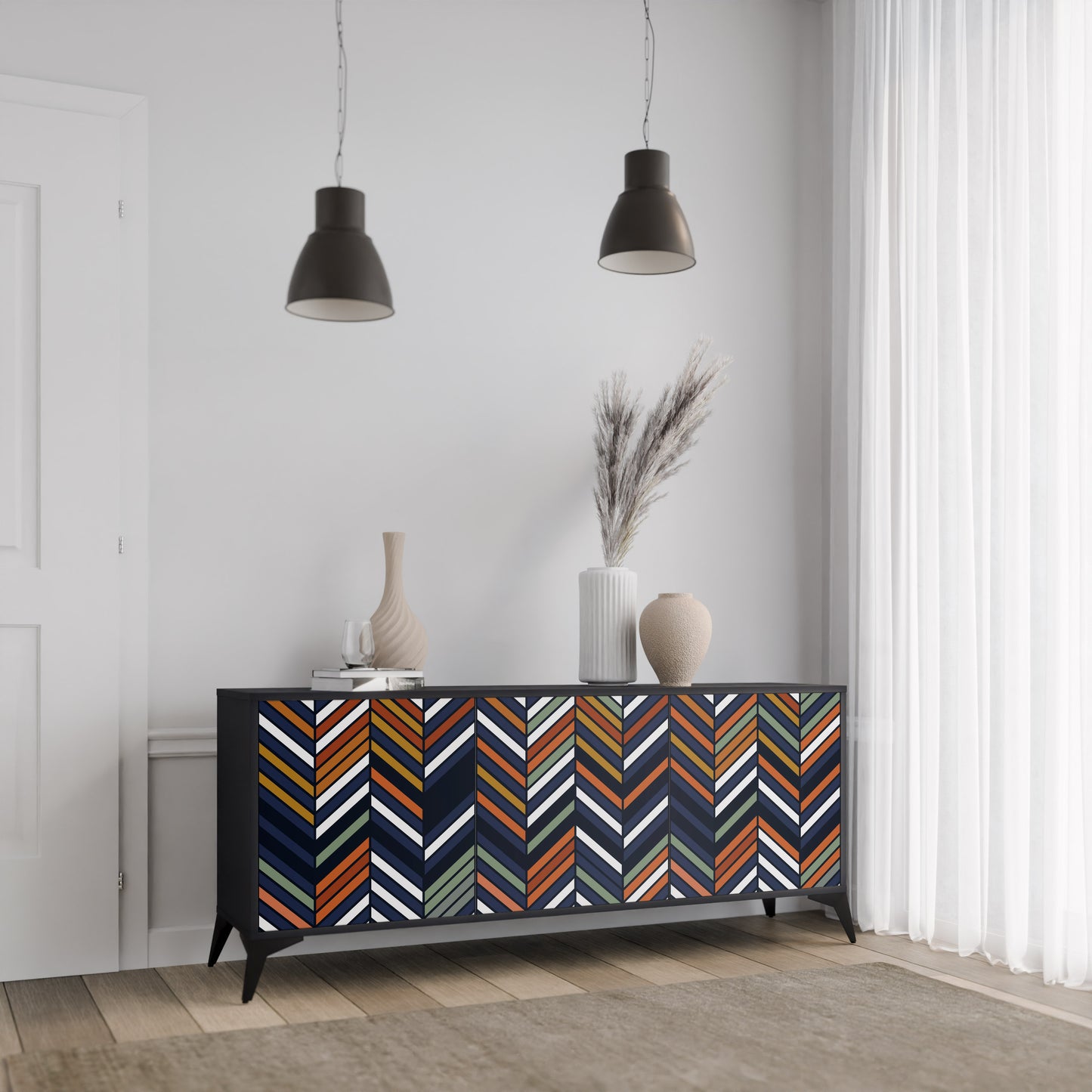 VIBRANT PATCHWORK Skänk med tre dörrar