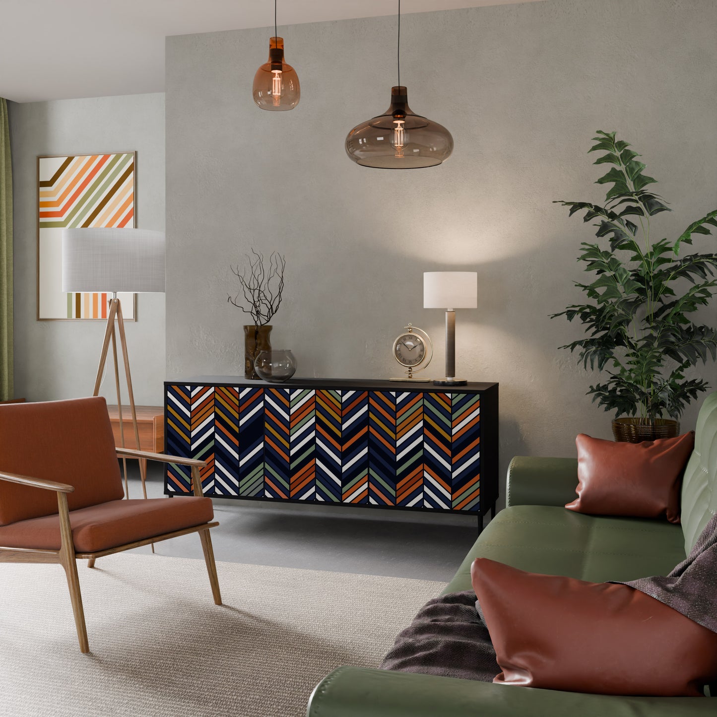 VIBRANT PATCHWORK Skänk med tre dörrar
