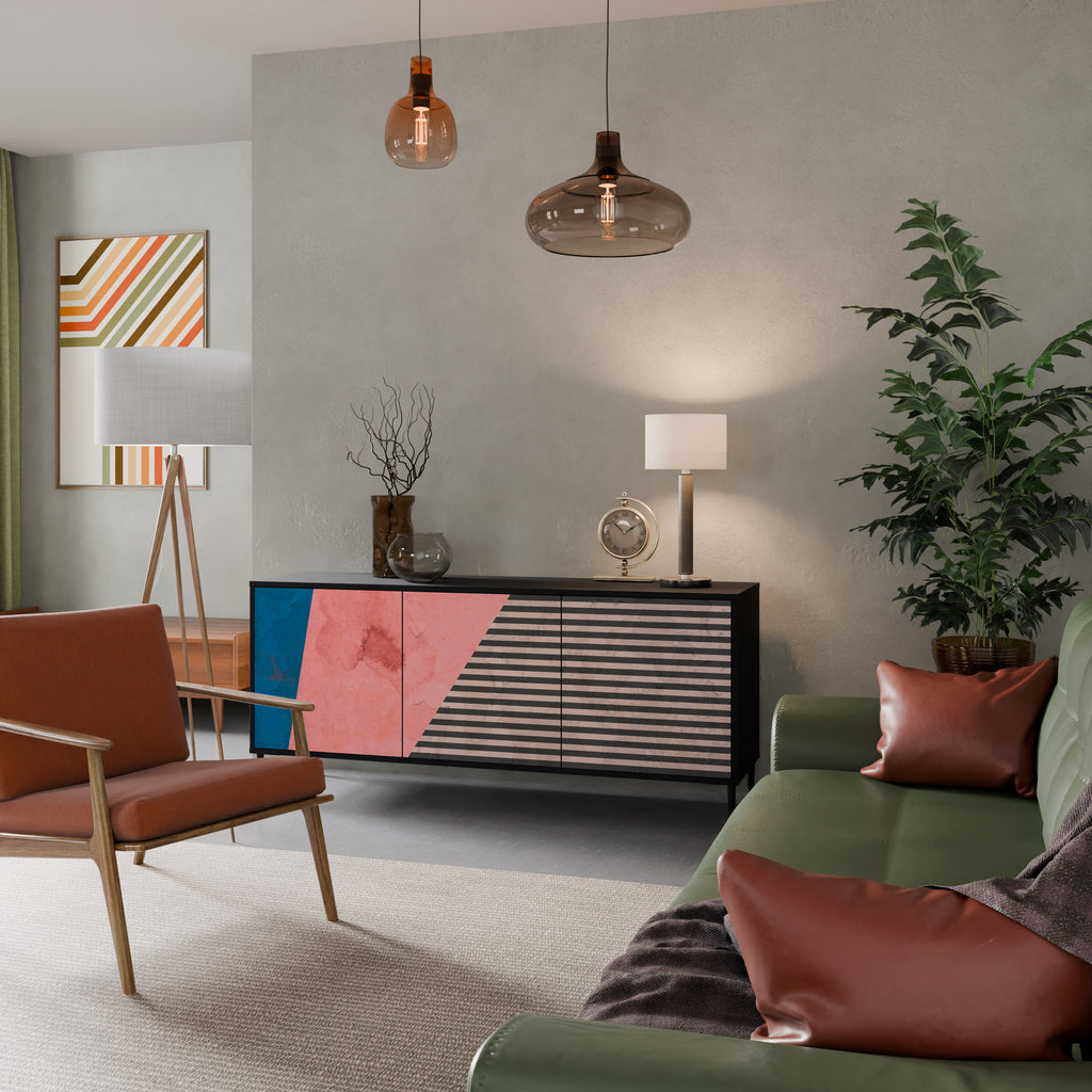 GLAMOROUS STRIPE Skänk med tre dörrar