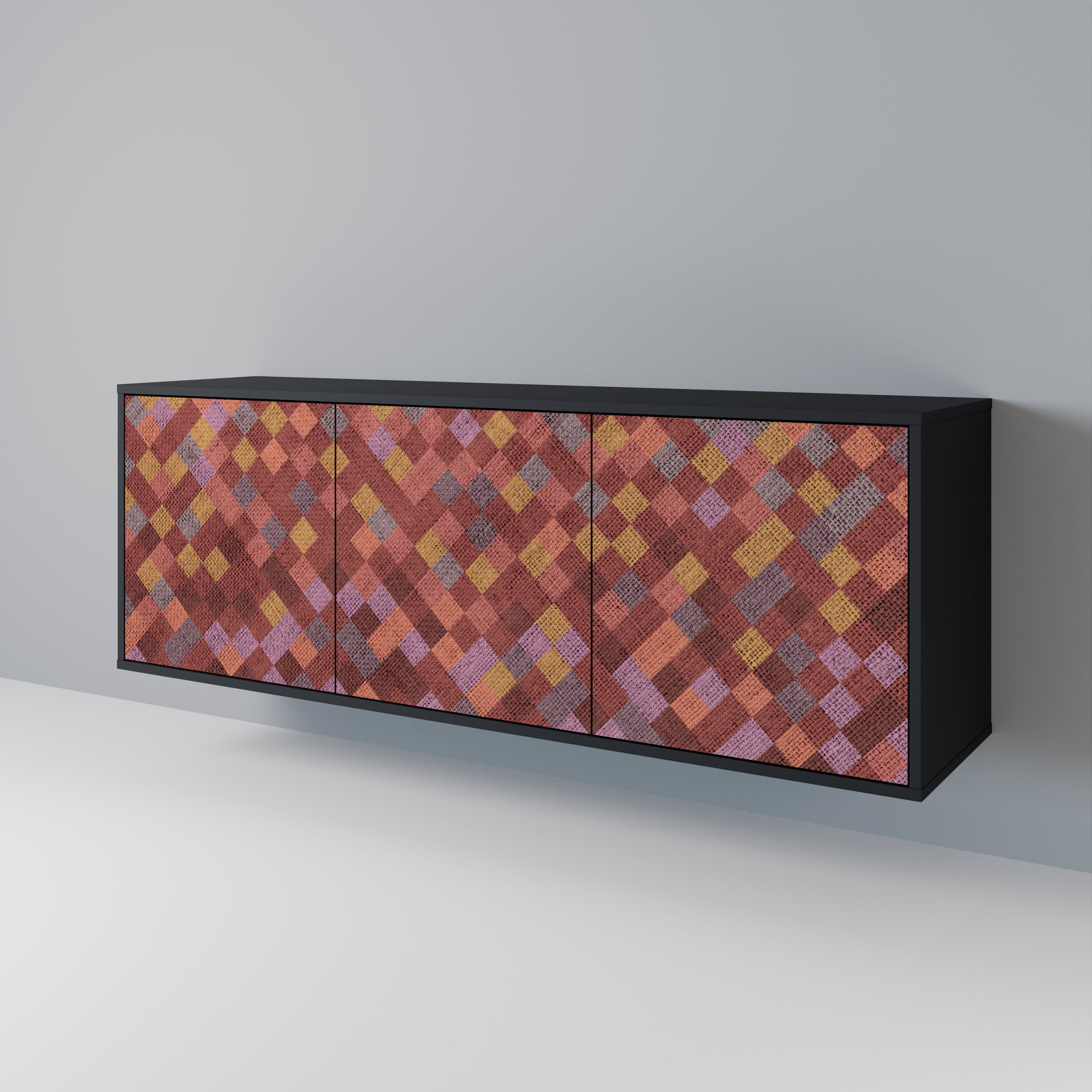 PAINTED SQUARES 3-Door Sideboard