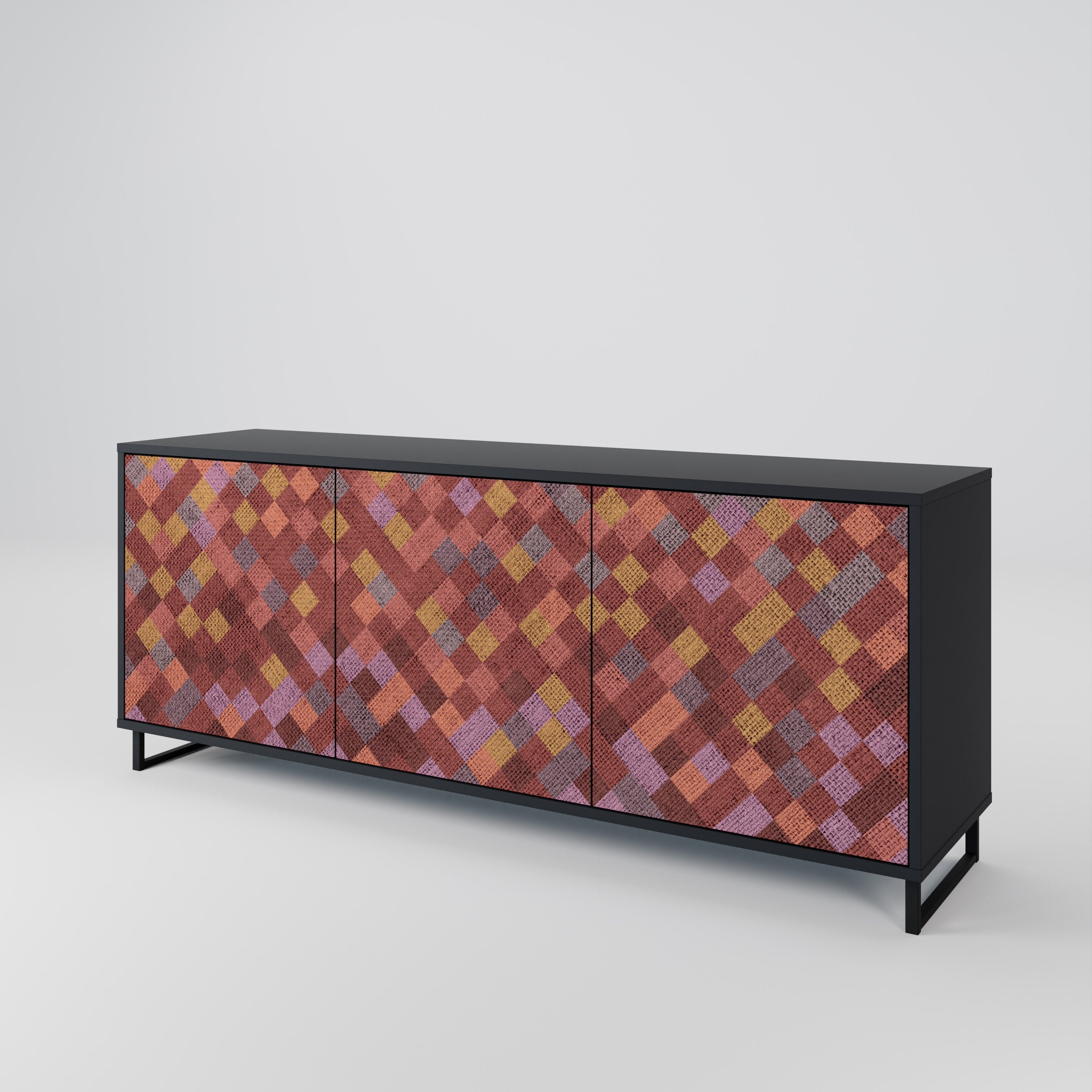 PAINTED SQUARES 3-Door Sideboard