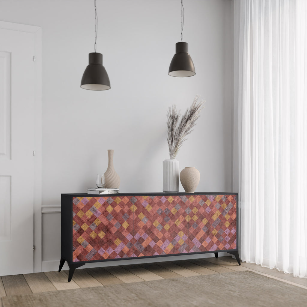 PAINTED SQUARES 3-Door Sideboard