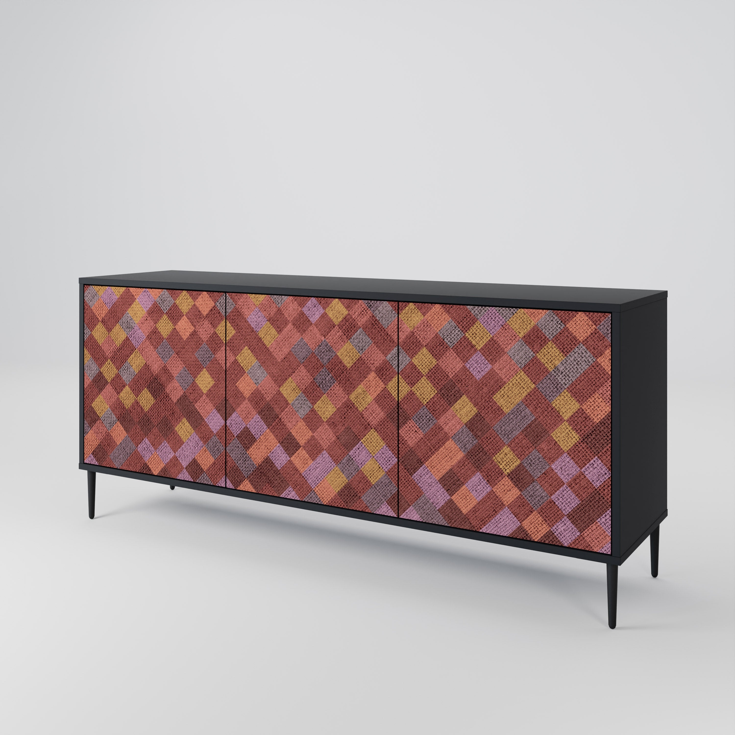 PAINTED SQUARES 3-Door Sideboard