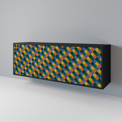 PAINTED SQUARES MIX Skänk med tre dörrar