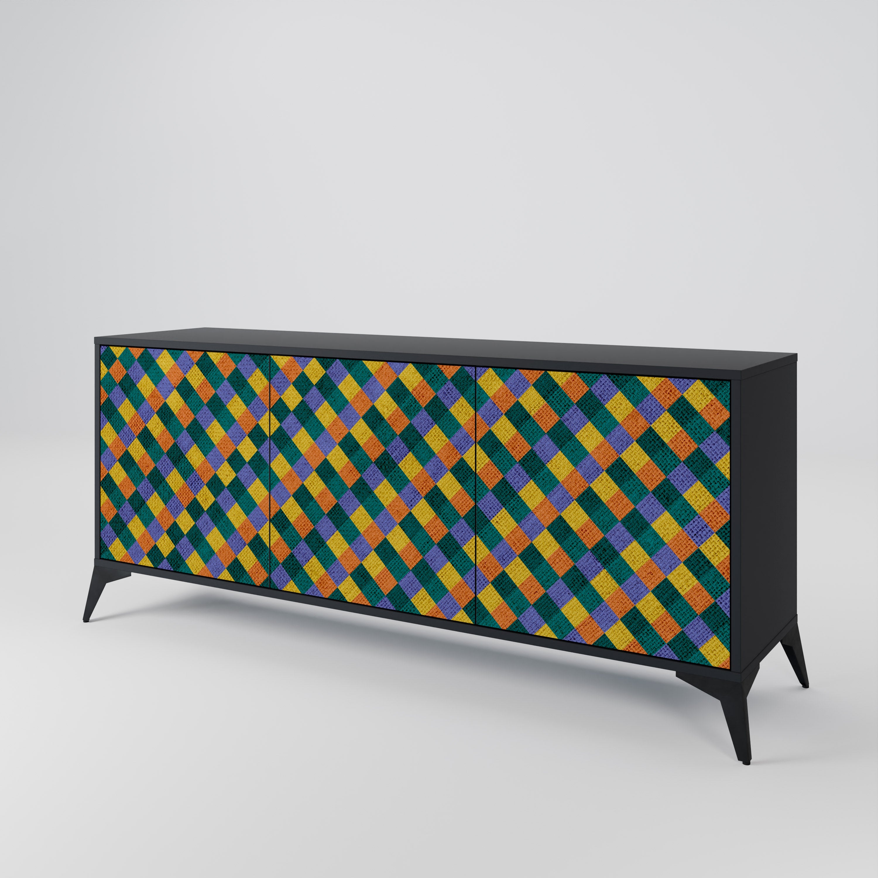 PAINTED SQUARES MIX 3-Door Sideboard