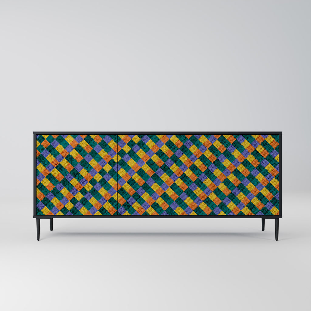 PAINTED SQUARES MIX 3-Door Sideboard