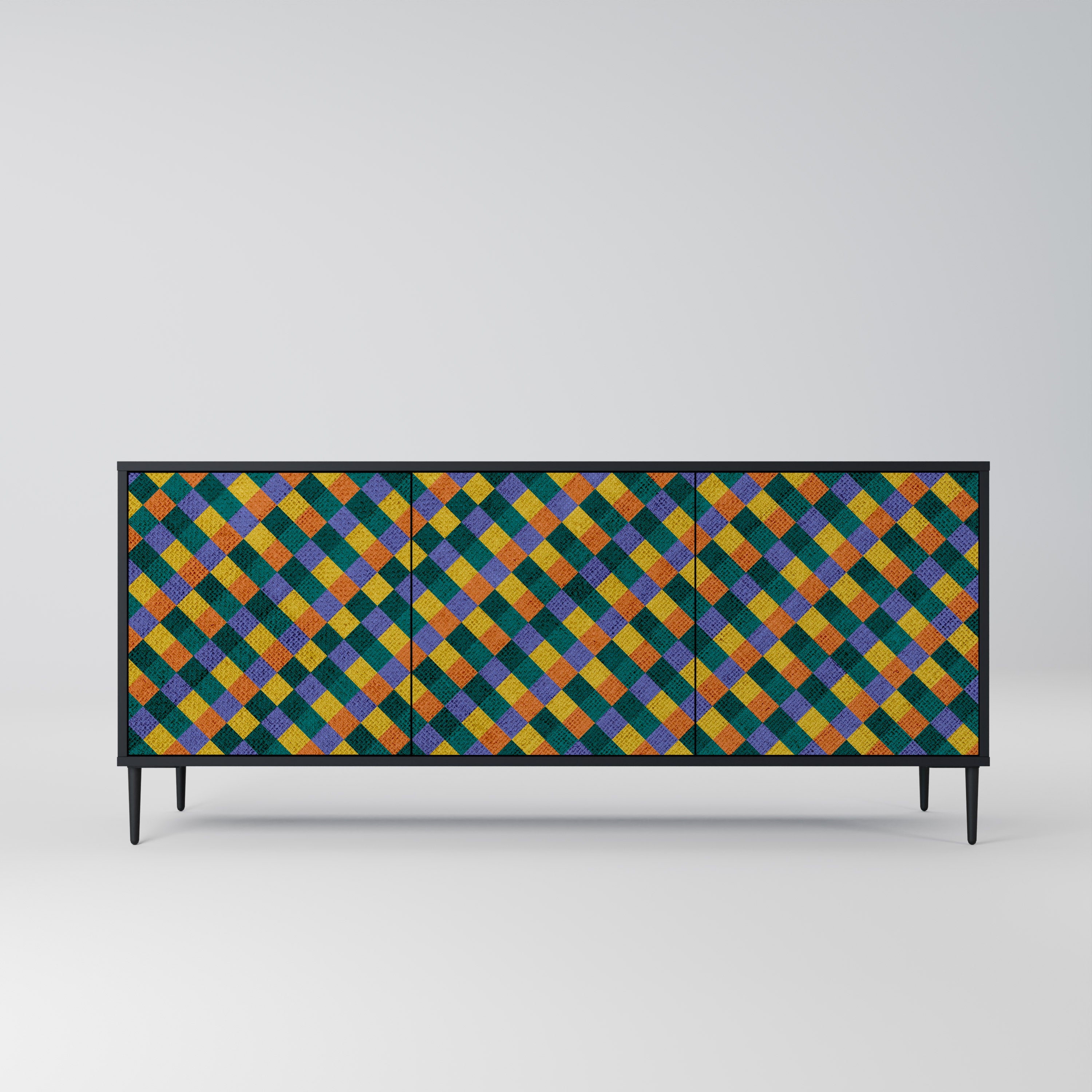 PAINTED SQUARES MIX 3-Door Sideboard