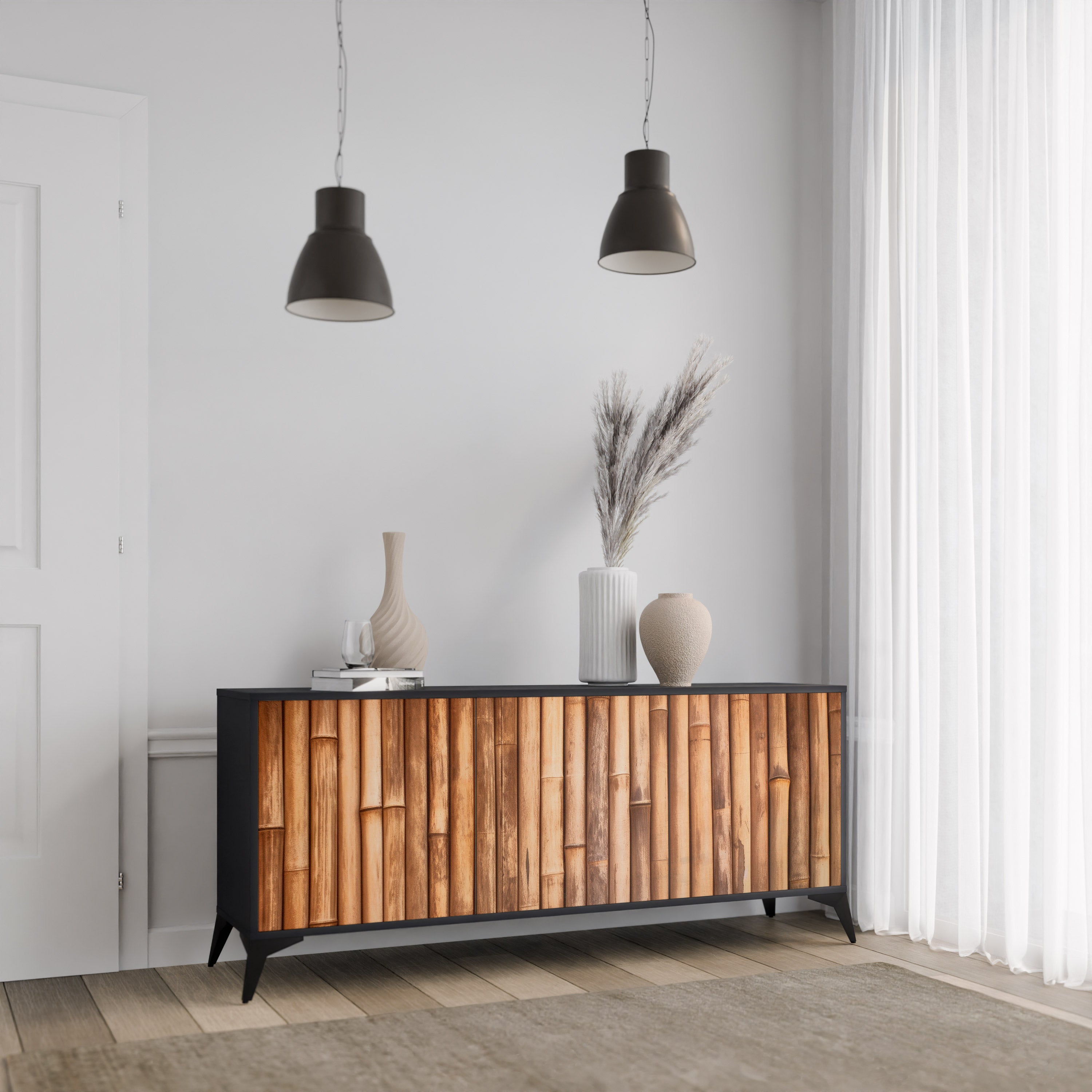 NATURAL WOOD 3-Door Sideboard