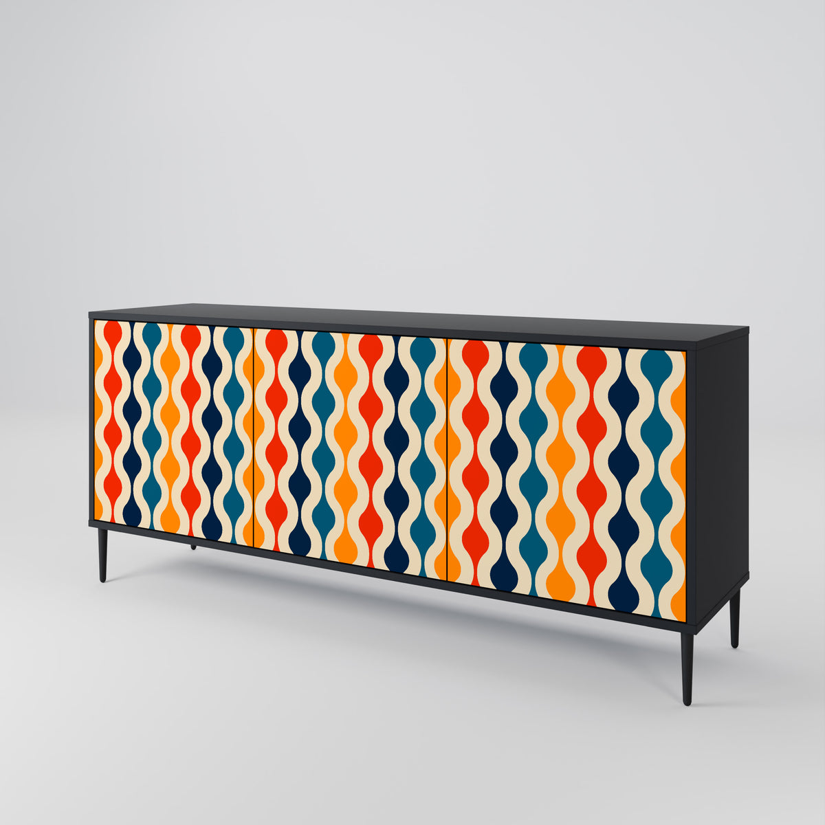 COLORFUL NOSTALGIA Skänk med tre dörrar