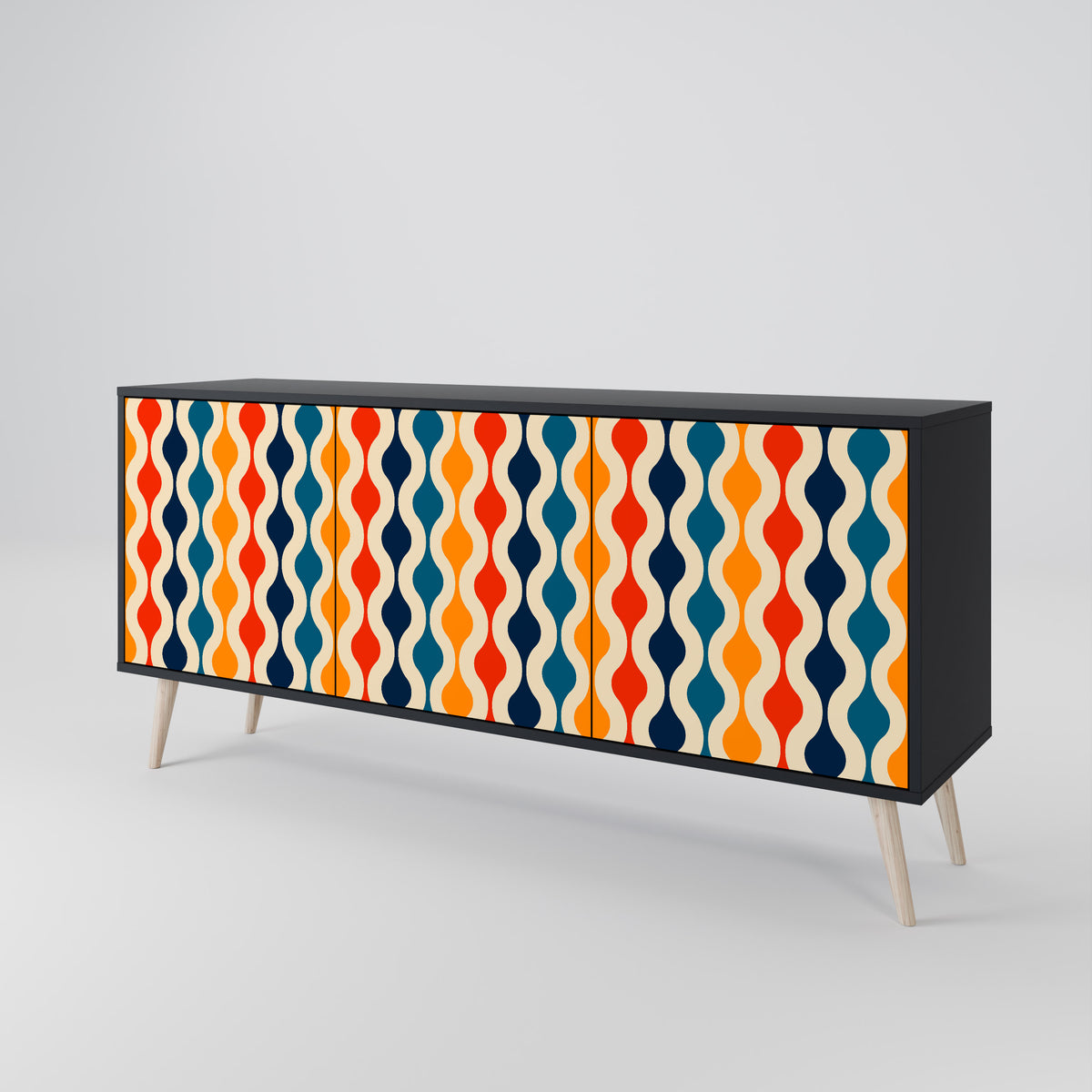 COLORFUL NOSTALGIA Skänk med tre dörrar