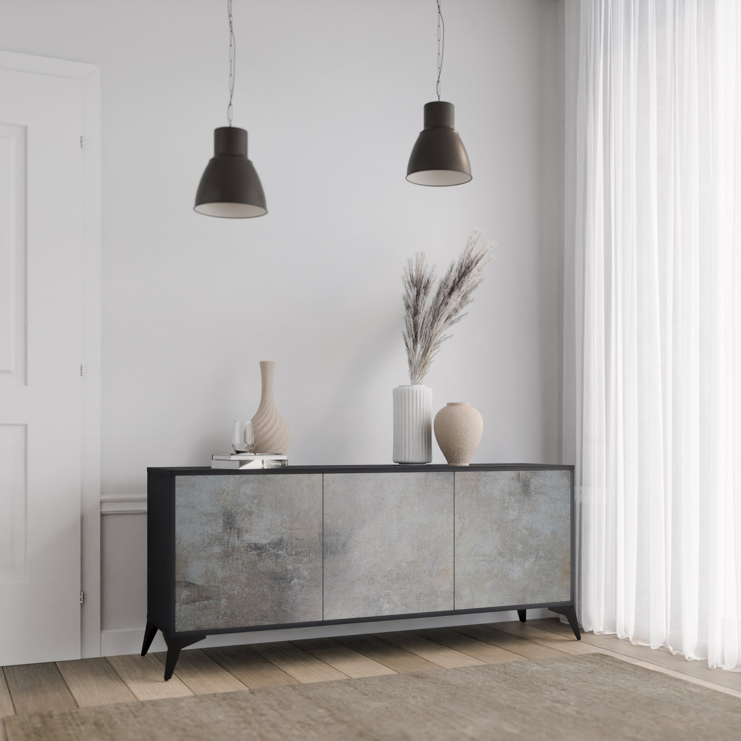 CONCRETE WALL Skänk med tre dörrar
