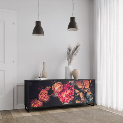 NEVERENDING BLOOM 3-dörrars skänk i svart finish