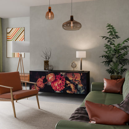 NEVERENDING BLOOM 3-dörrars skänk i svart finish