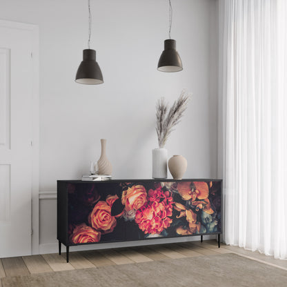 NEVERENDING BLOOM 3-dörrars skänk i svart finish