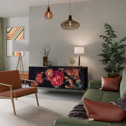 NEVERENDING BLOOM 3-dörrars skänk i svart finish