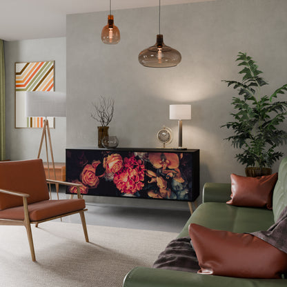 NEVERENDING BLOOM 3-dörrars skänk i svart finish