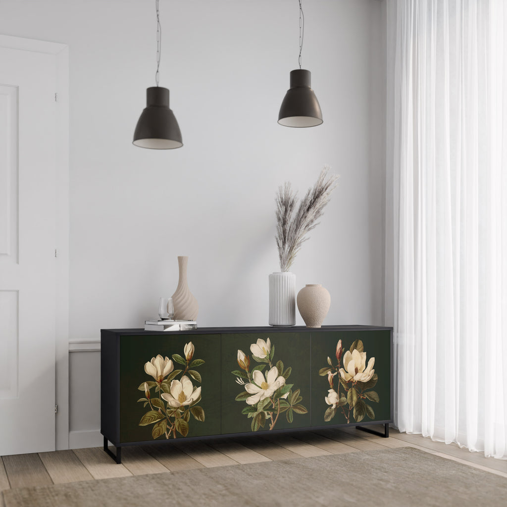 FLORAL NOIR 3-dörrars skänk i svart finish