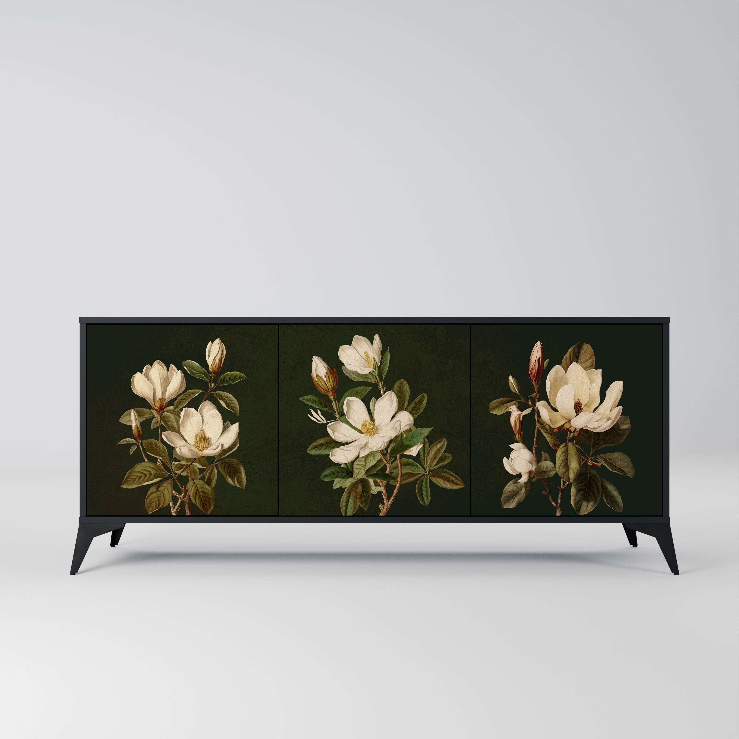 FLORAL NOIR 3-dörrars skänk i svart finish