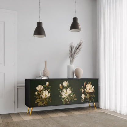 FLORAL NOIR 3-dörrars skänk i svart finish