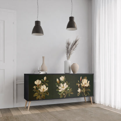 FLORAL NOIR 3-dörrars skänk i svart finish