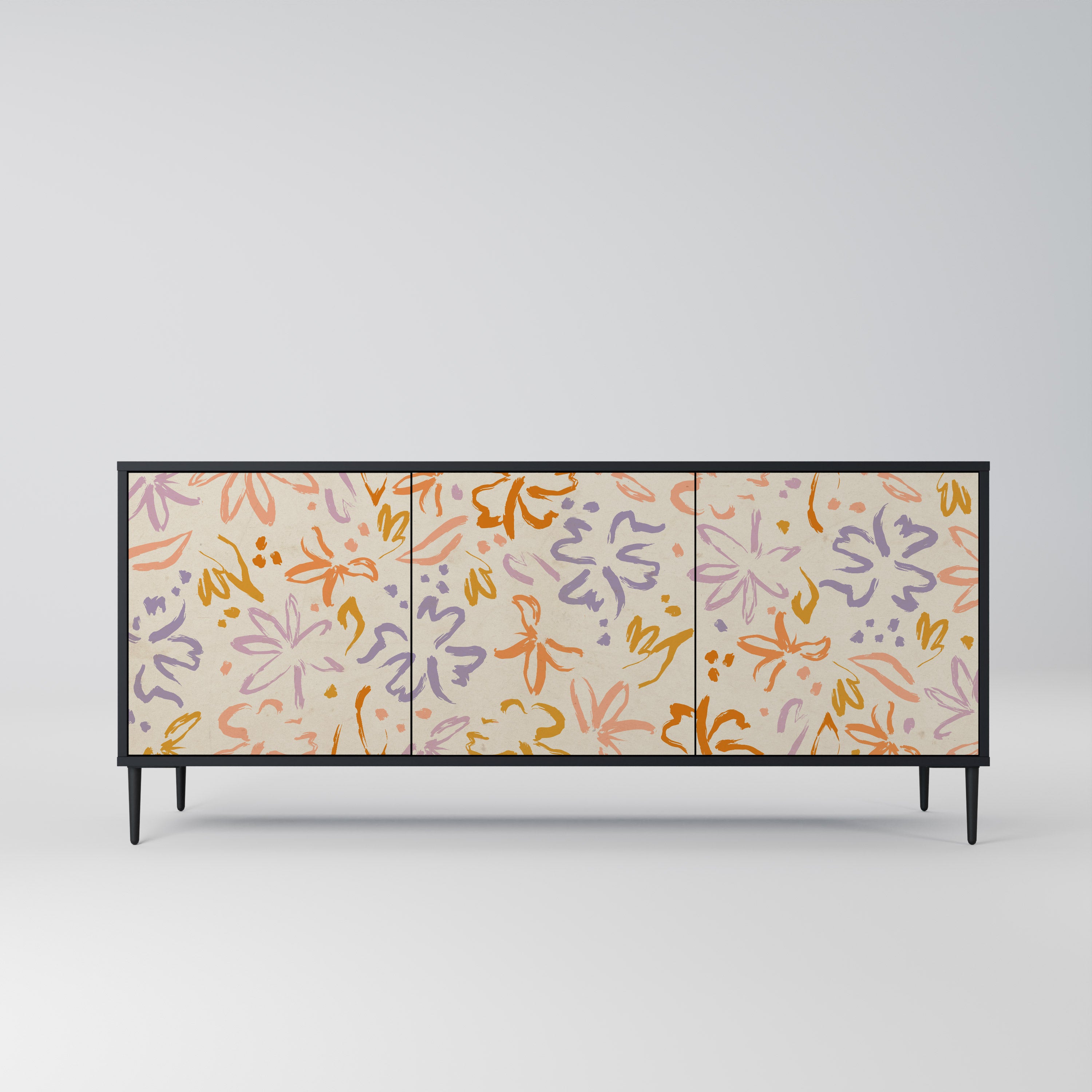 SPRING WHIMSY 3-dörrars skänk i svart finish
