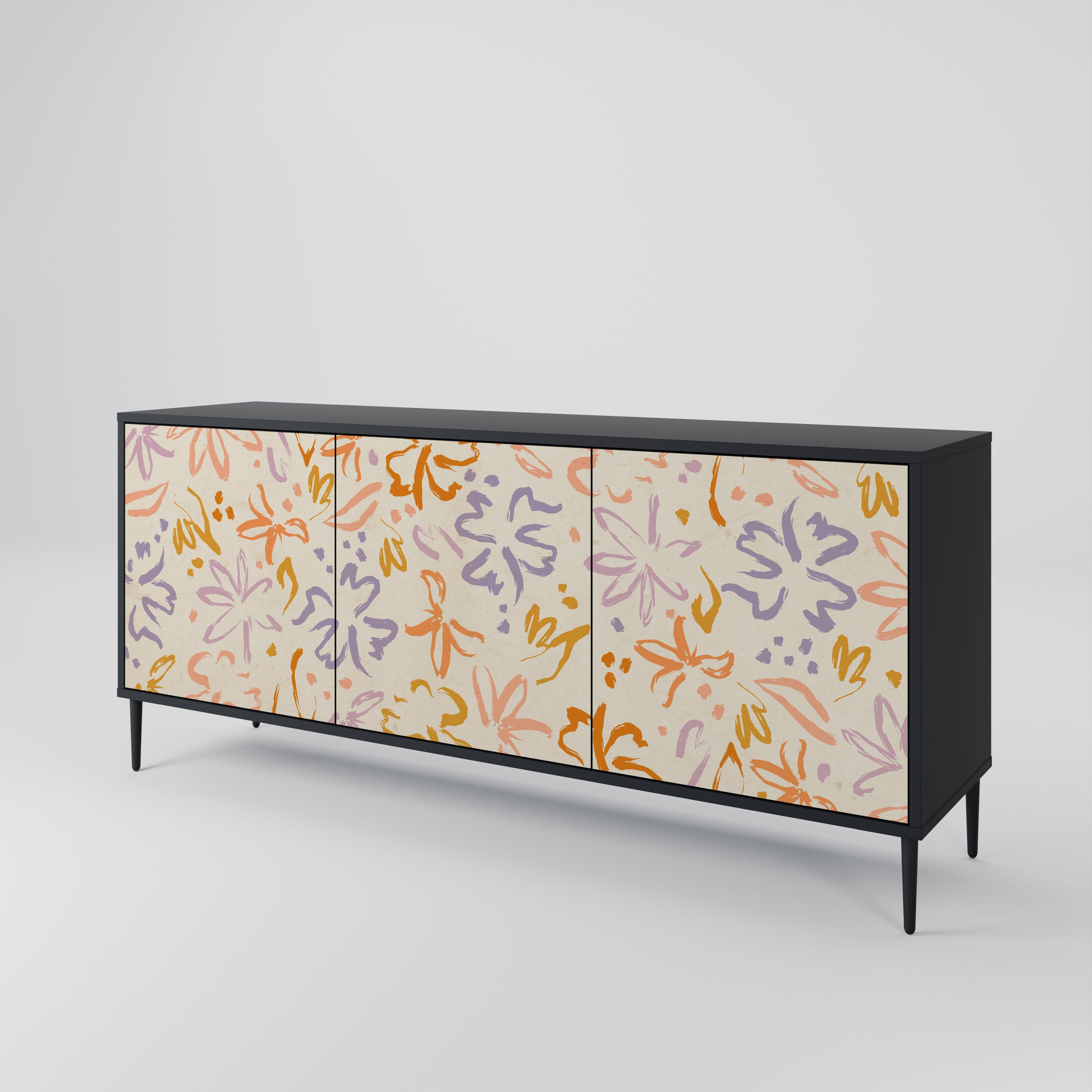 SPRING WHIMSY 3-dörrars skänk i svart finish
