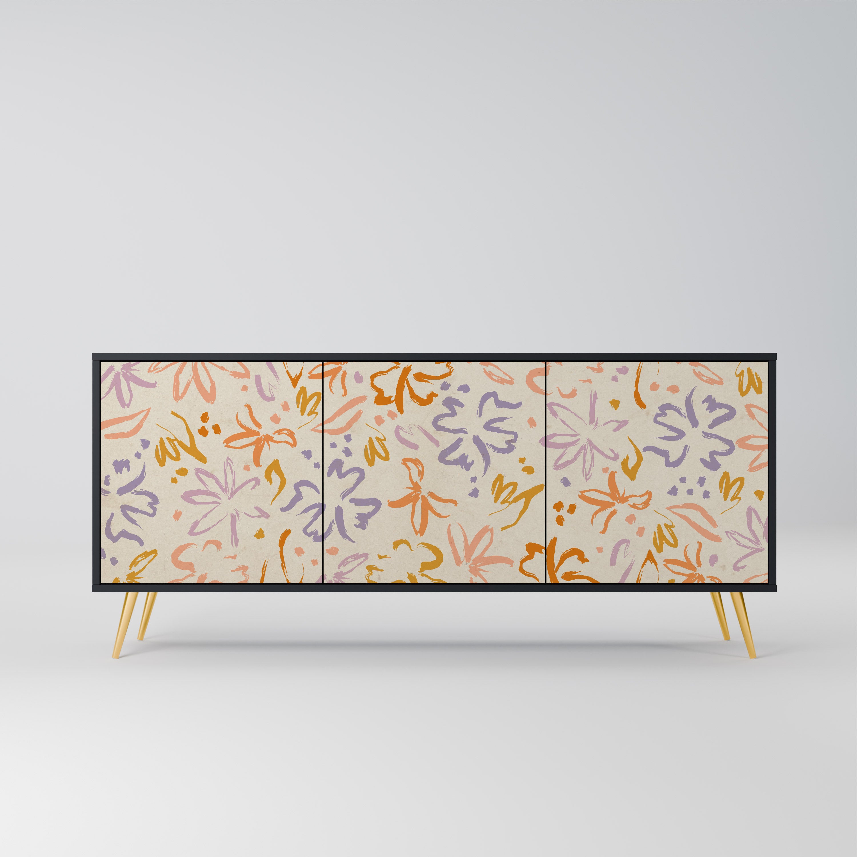 SPRING WHIMSY 3-dörrars skänk i svart finish