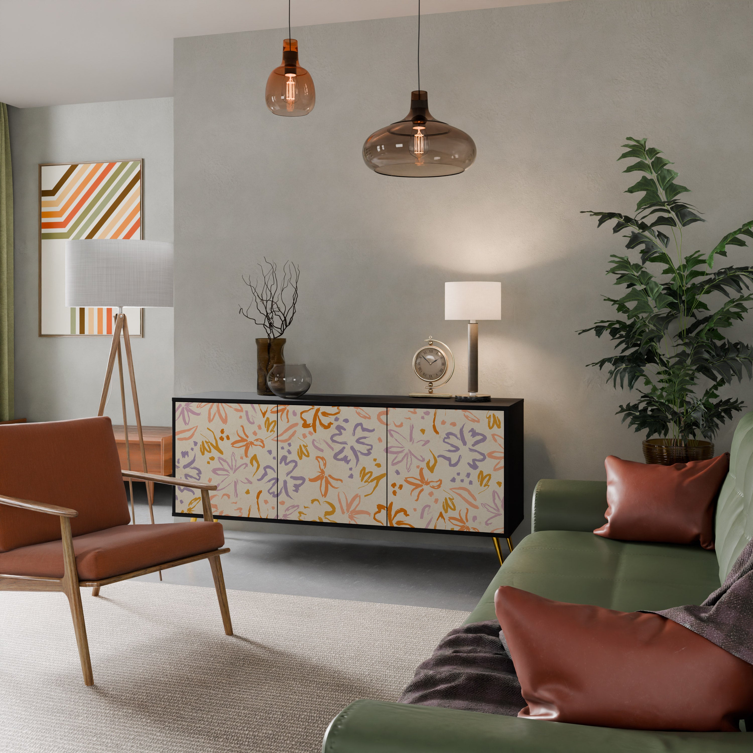 SPRING WHIMSY 3-dörrars skänk i svart finish