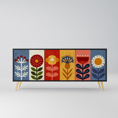 SCANDIC FLOWERET 3-Door Sideboard in Black Finish